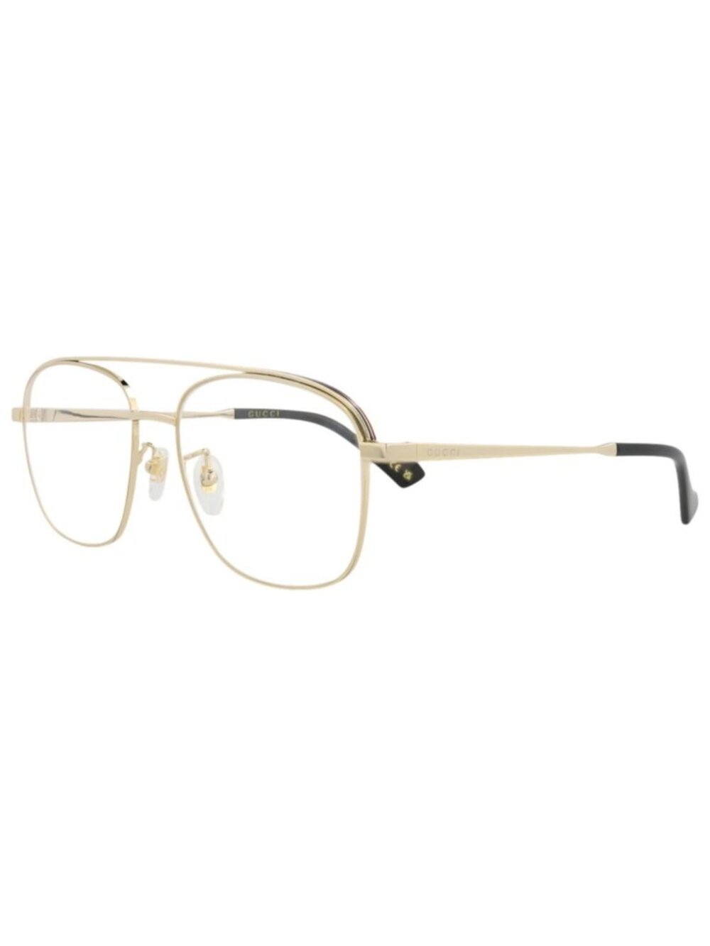 New Gucci Women's Eyeglasses Square Rectangle Metal Frame Mens Gold Gold